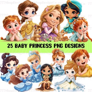 Baby Princess png, Princess png Cricut files, Baby cinderella png, baby belle png, baby rapunzel png