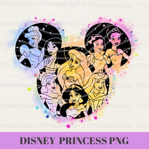 All Princess PNG, Princesses Mouse Head  background, Water Color Princess Squad Png, Cinderella, ariel, aurora png, Snow White png