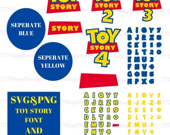Toy Story Font SVG, Toy Story Alphabet SVG, Toy Story Letters Numbers svg and png, Toy Story ClipArt, Toy Story Bundle
