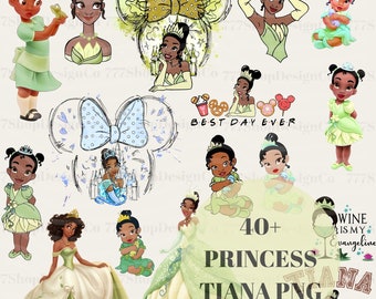 Prinzessin und Frosch PNG Bundle Clipart, Prinzessin Tiana PNG, Tiana PNG Bundle, Tiana Clipart, Baby Tiana Clipart PNG
