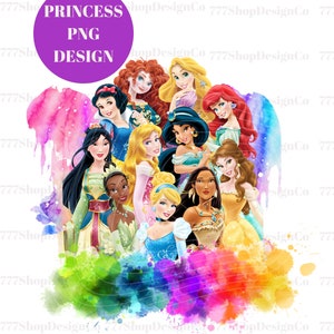 All Princess PNG, Princesses Watercolour background , Princess png clipart design, Cinderella, ariel, aurora png, Snow White png