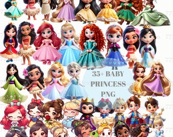 Princesa bebé png, Princesa png Archivos Cricut, Bebé cenicienta png, Bebé bella png, Bebé aurora, Bebé tiana