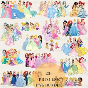 Alle Prinzessin PNG, Prinzessin PNG Bundle, Baby Prinzessin Clipart, Cinderella, Ariel, Aurora png, Schneewittchen png