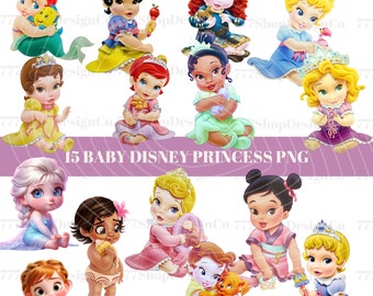 Baby Princess png, Princess png Cricut files, Baby cinderella png, baby belle png, baby aurora, baby tiana