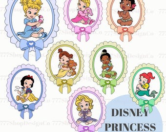 Baby Princess png, Princess png Cricut files, Baby Princess Clipart, Baby cinderella png, baby belle png, baby rapunzel png