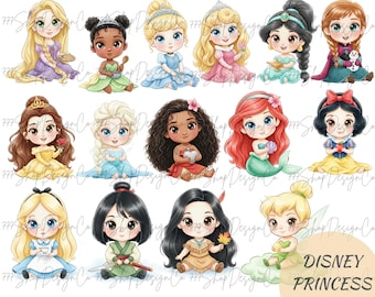 Princesa bebé png, Princesa png Archivos Cricut, Princesa bebé Clipart, Bebé Cenicienta png, Bebé Bella png, Bebé Rapunzel png