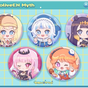 Hololive EN Myth Buttons