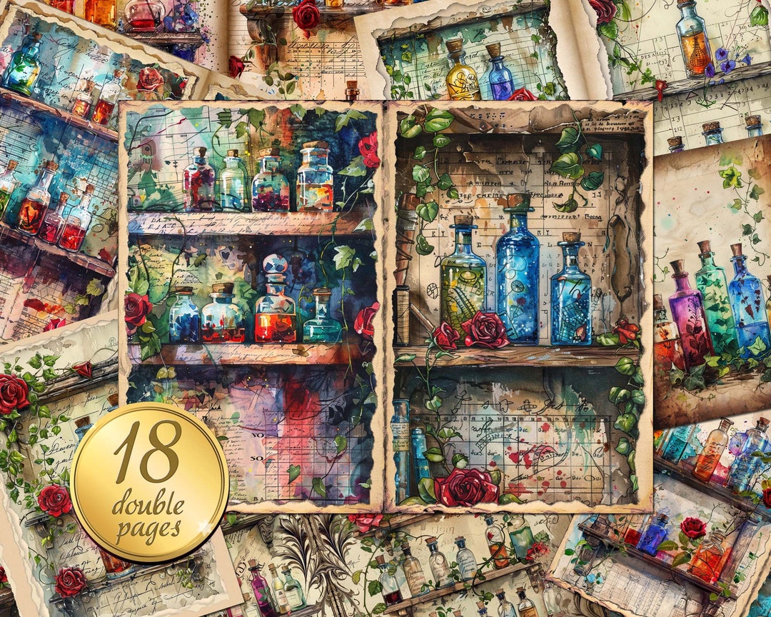 18 Potion Shop Junk Journal Pages, Digital Download, Scrap Book ...
