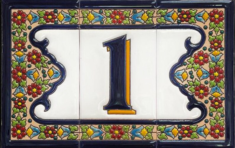 SPANISH Hand Created Ceramic House Numbers, Address Plaque, Tiles