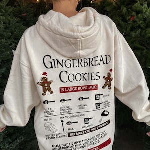 Gingerbread Cookies Recipe Hoodie, Christmas Cookie Hoodie, Christmas Gift Back Printed Grinch Design, Gift for Christmas