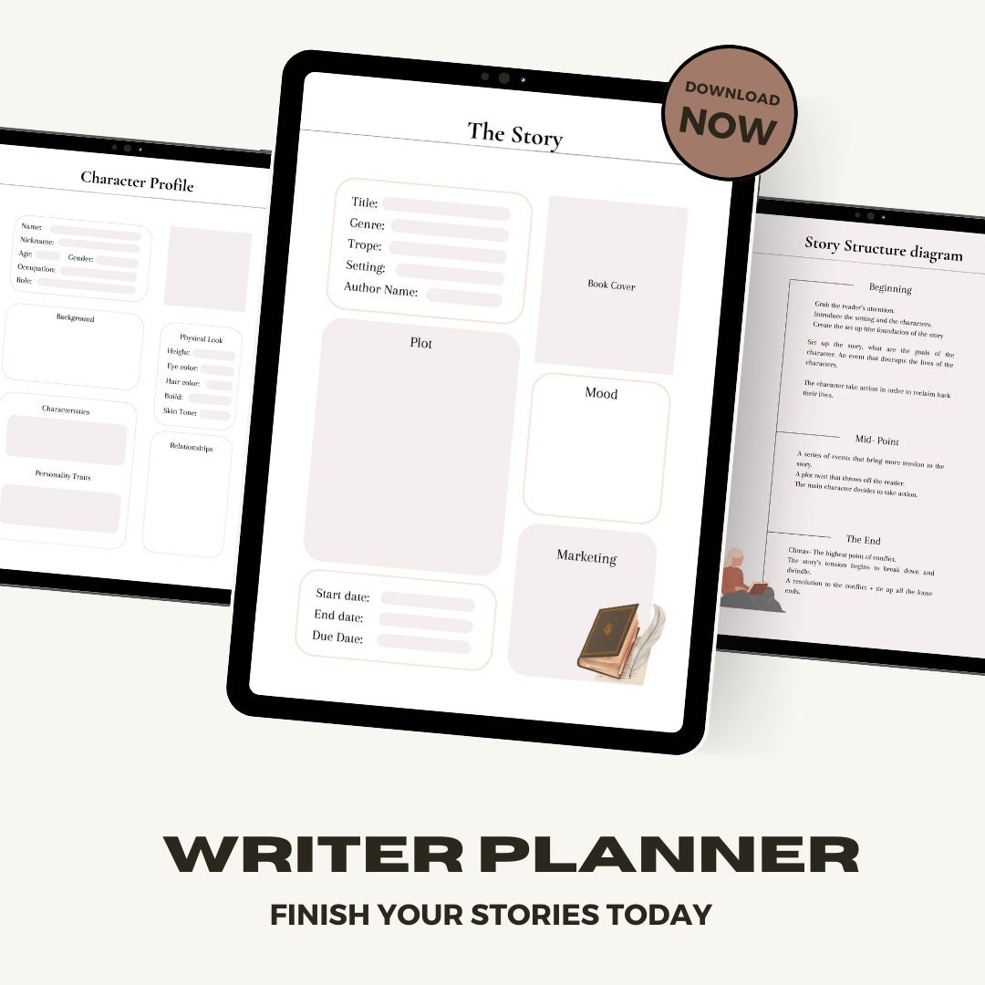 Novel Writing Planner: Story Structure, Character Development (Digital Planner)