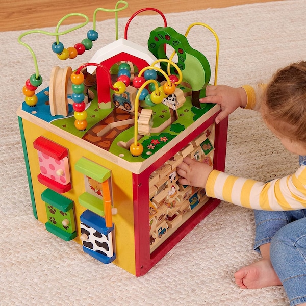 Wooden Activity Center Cube Etsy