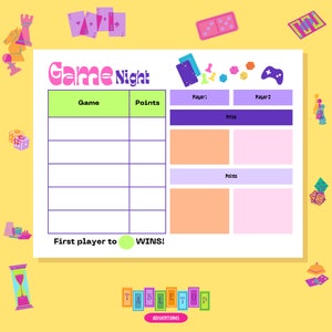 Game Night Score Board