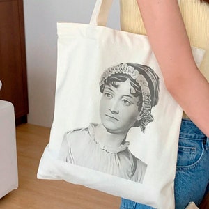Torba z motywem Jane Austen jako czytelniczy prezent walentynkowy dla dziewczyny lub żony / romantyczny prezent literacki dla fana Dumy i uprzedzenia