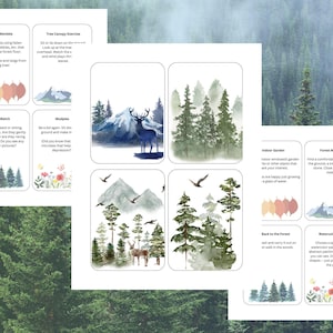 Cartões de convite para banho na floresta, cartões Shinrin-Yoku, cartões de atividades inspirados na natureza, cartões para banho na floresta para impressão, cartões de terapia na floresta