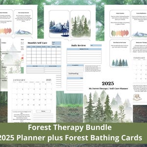 Bundle 2025 Forest Therapy Planner & Forest Bathing Cards, Mindfulness Planner, Shinrin-yoku experience cards, Nature Lover Planner