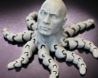 3D Printed Rocktopus, The Rock, Articulated Fidget, Dwayne Johnson, Octopus, Stress Relief Toy, Fidget Box, ADHD Toy, Anxiety Relief Aid