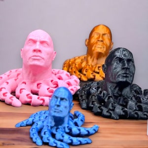 3D Printed Rocktopus, The Rock, Articulated Fidget, Dwayne Johnson, Octopus, Stress Relief Toy, Fidget Box, ADHD Toy, Anxiety Relief Aid