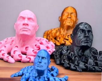 Drukowany w 3D Rocktopus, The Rock, przegubowy Fidget, Dwayne Johnson, ośmiornica, zabawka antystresowa, pudełko Fidget Box, zabawka na ADHD, środek na lęk