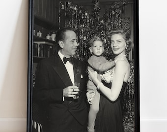 Humphrey Bogart and Lauren Bacall Christmas Print, Old Hollywood Wall Art
