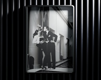 Smoking Couple Art Deco Poster, Black and White Print