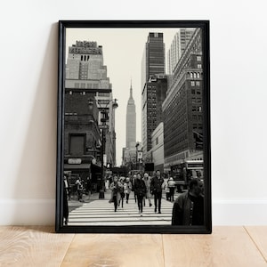Impresión de Nueva York, póster de la ciudad, arte mural en blanco y negro, fotografía de Nueva York, impresión artística de la ciudad de Nueva York, Empire State, fotografía impresa de la ciudad