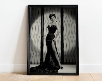 Ava Gardner, Old Hollywood Glamour, Black and White Photo Print