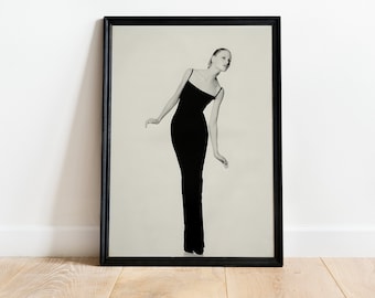 Black and White Fashion Print: 80s Vogue Cover Art (18x24)