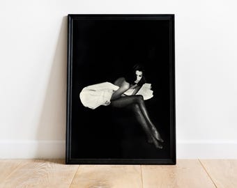 Poster di moda in bianco e nero, stampa artistica di una donna elegante