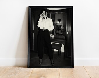 Black and White Woman Portrait Print, Old Money Glamour