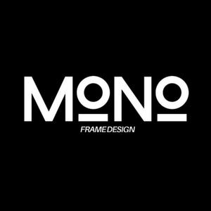May include: A white logo on a black background. The logo says "MONO" with a line under the "O". Below the logo, it says "FRAMEDESIGN".
