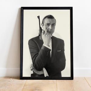 Classic Movie Poster, Spy James Bond Print, Sean Connery Print, 18x24 Poster, Black and White Print, Fashion Post, Wall Art