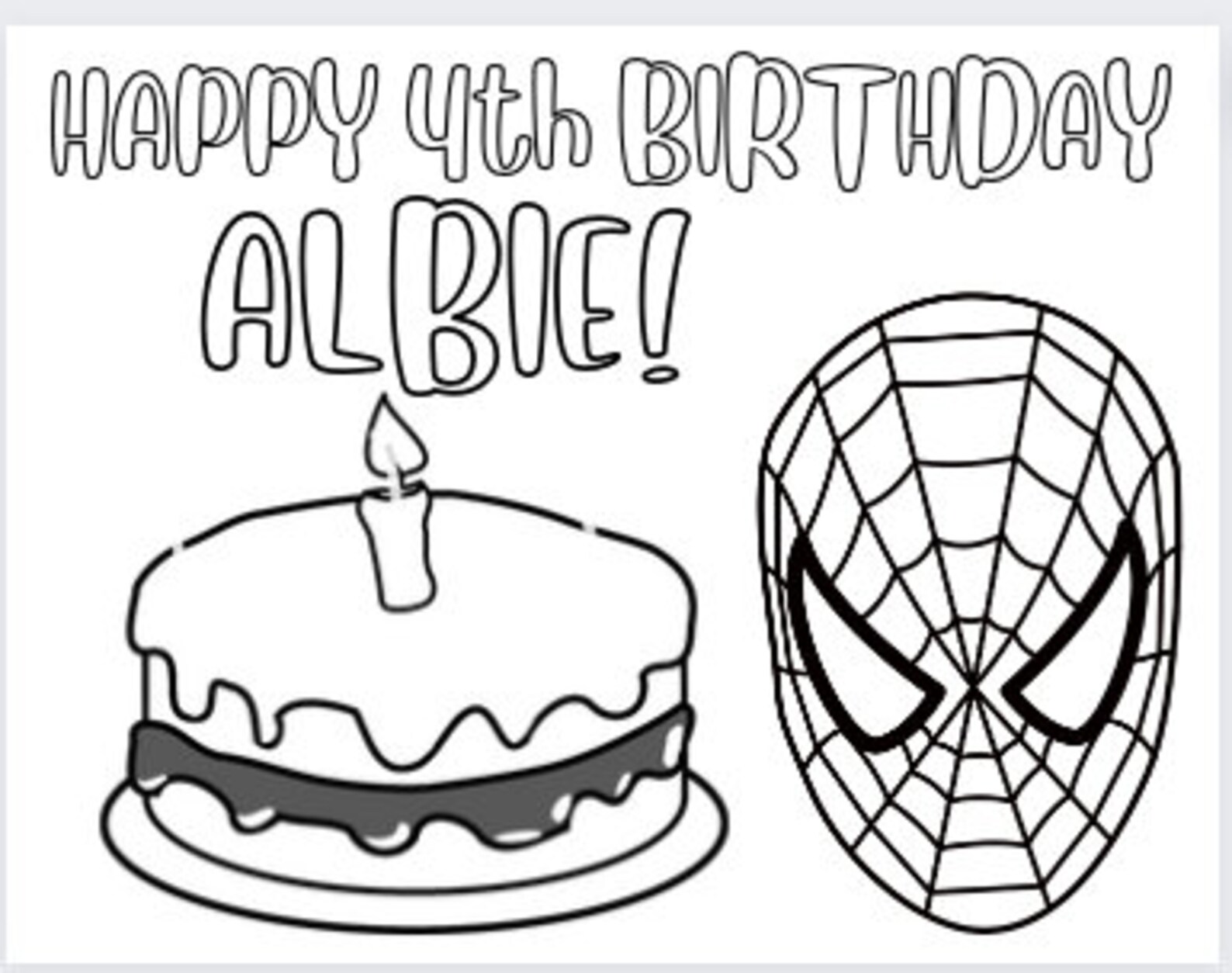 Custom Spiderman Birthday Coloring Page - Etsy