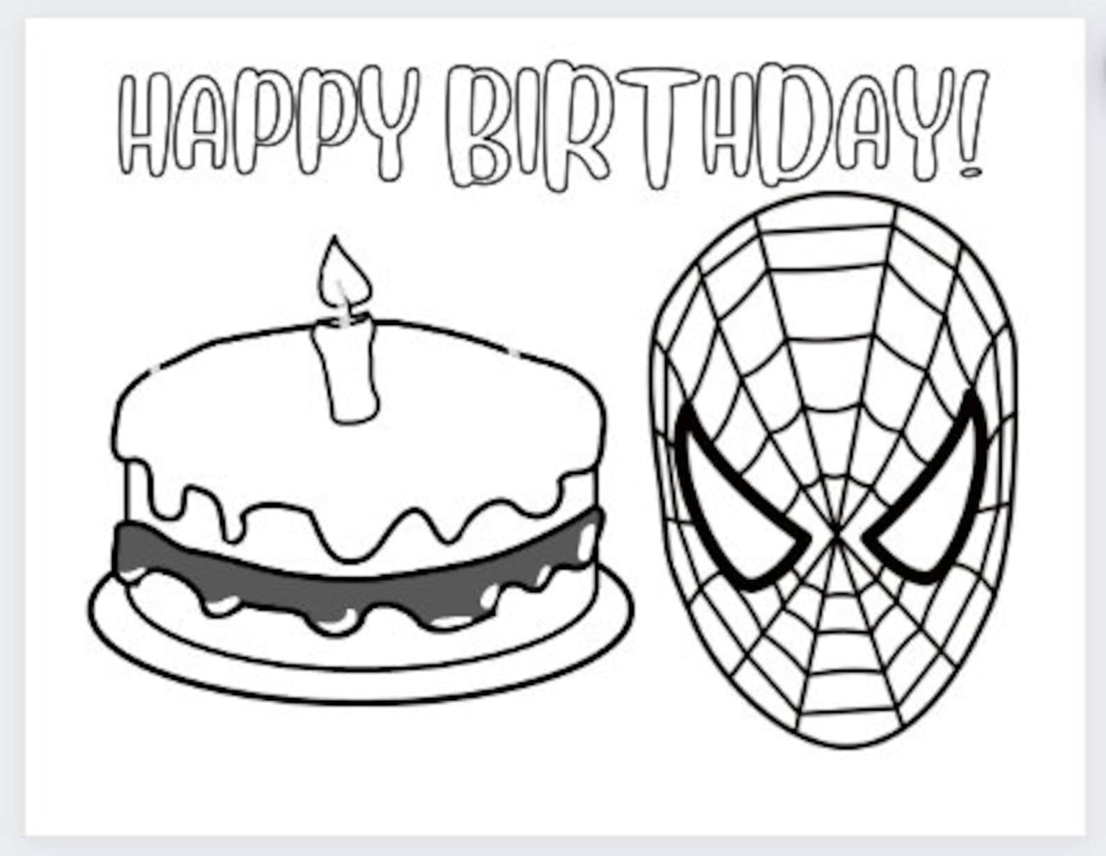 Spiderman Birthday Coloring Page - Etsy