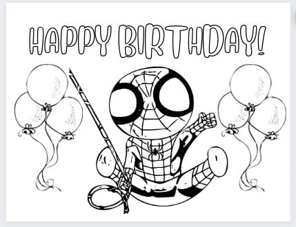 10 Happy Birthday Spiderman Coloring Page for Kids to Celebrate the Web-Slinging Hero