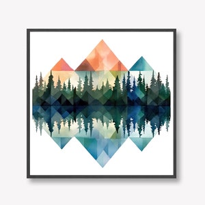 DIGITAL DOWNLOAD Geometric Minimalistic Abstract Landscape #2, Printable 12x12&quot; Digital File | Also Available as 12x12&quot; Print