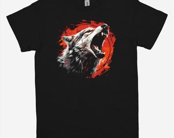 Camiseta de lobo – Camiseta gráfica de lobo gruñendo para hombre o mujer – Camiseta de naturaleza animal – Regalo de vida silvestre para amantes de la naturaleza