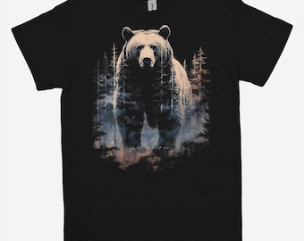 Grizzly Bear T-Shirt – Unisex Graphic Tee for Nature Lovers, Hikers & Campers | Rustic Wildlife Shirt | Outdoor Hiking Adventure Gift