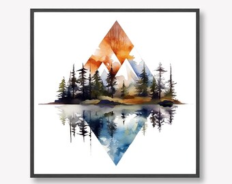 DIGITAL DOWNLOAD Geometric Minimalistic Abstract Landscape #8, Printable 12x12" Digital File | Also Available as 12x12" Print