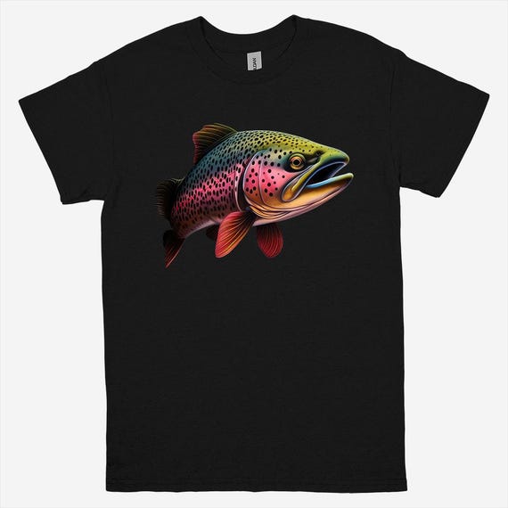T-shirt Vintage Pêcheur Truite Arc-en-ciel Années 90 - XL - Coton