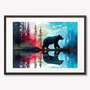 DIGITAL DOWNLOAD Abstract Black Bear #2, 5x7&quot; Printable Design