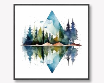 DIGITAL DOWNLOAD Geometric Minimalistic Abstract Landscape #7, Printable 12x12" Digital File | Also Available as 12x12" Print