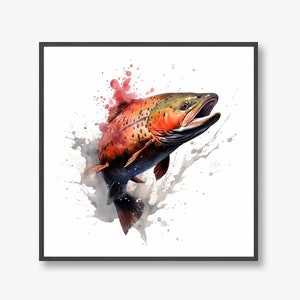 DIGITALER DOWNLOAD Lachs-Aquarell-Malerei-Effekt-Kunstwerk, 12x12&quot;-Digitaldatei | Auch als 12x12&quot;-Druck erhältlich