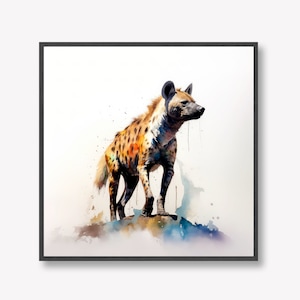 DIGITAL DOWNLOAD Hyena Watercolour Painting Effect Artwork, 12x12&quot; Printable | Also Available as 12x12&quot; Print