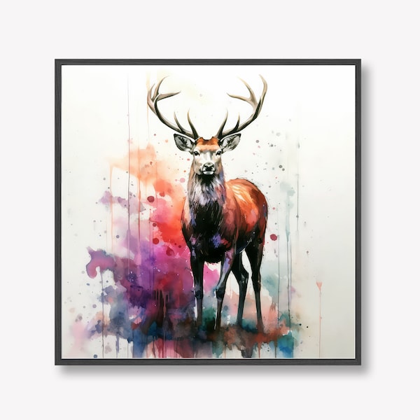 White-Tailed Deer Watercolour Painting Effect Digital Art | Deer Painting | Deer 12x12" Print