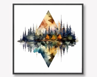 DIGITAL DOWNLOAD Geometric Minimalistic Abstract Landscape #9, Printable 12x12" Digital File | Also Available as 12x12" Print