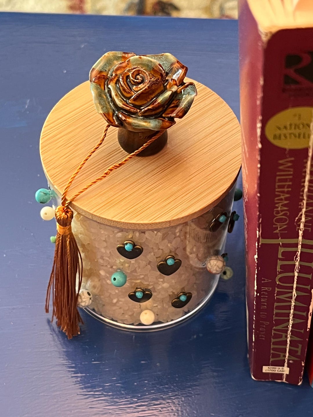 Handcrafted Heart and Bead Bookends With Ceramic Rose Lid – Unique Gift ...