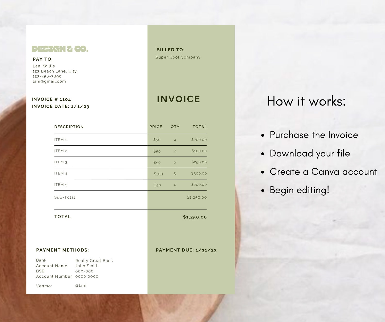 Invoice Template Editable Business Invoice Custom Invoice Printable