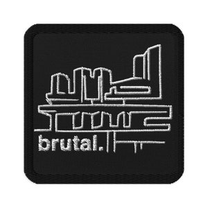 Parche bordado de teatro de 3" x 3" / Parche inspirado en la arquitectura brutalista
