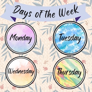 Days of the Week Watercolor Display image 1